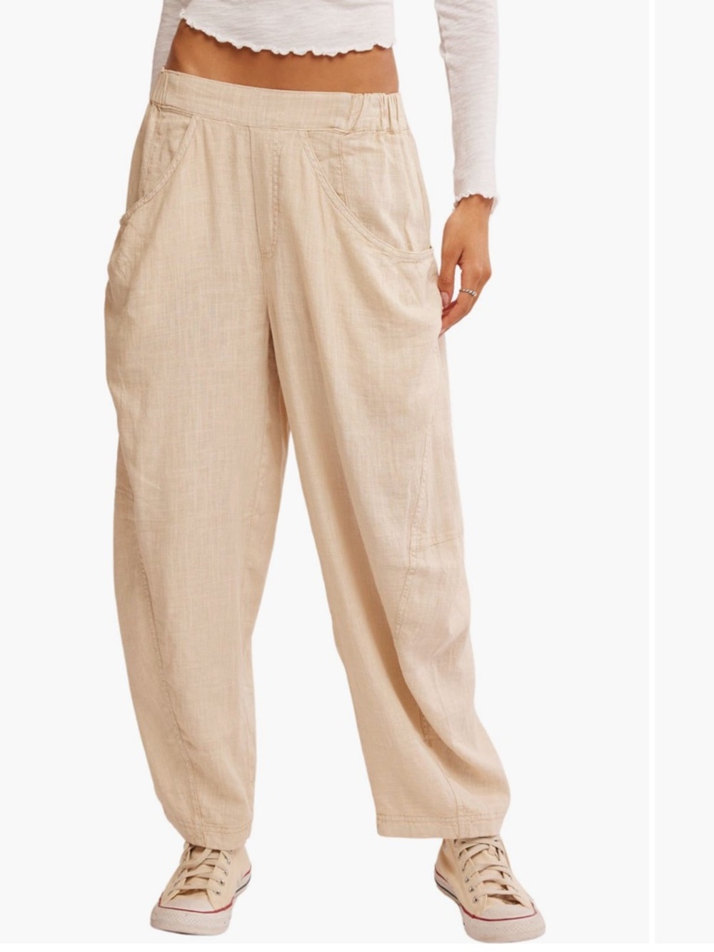 Free People pink Wide-Leg Linen-Blend Pants - Picture 2 of 3